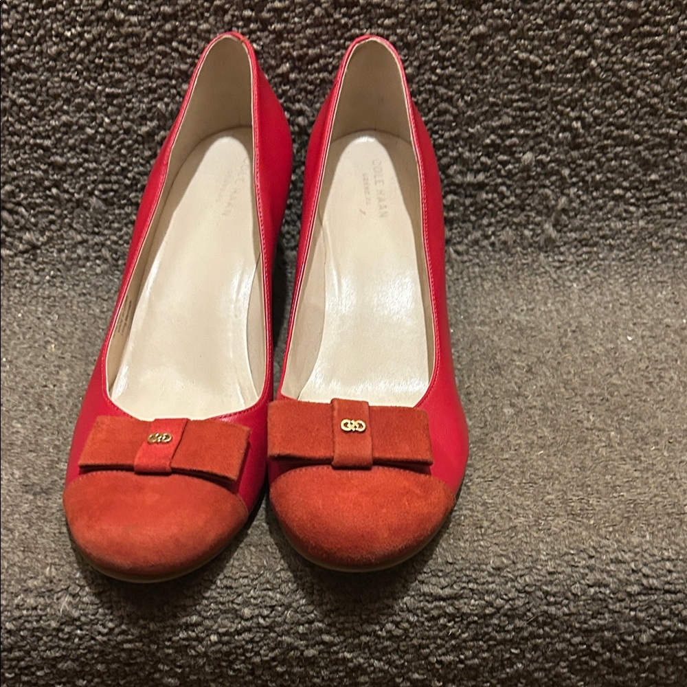 Red mix textile Cole Haan wedges